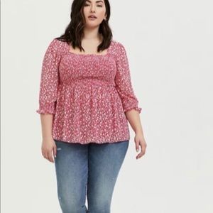 Torrid Floral Babydoll Blouse, Size 3